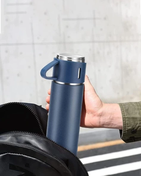 Kamp Termosu - Termos Seti  - 500 ML - 3 Adet Bardak - Resim 4