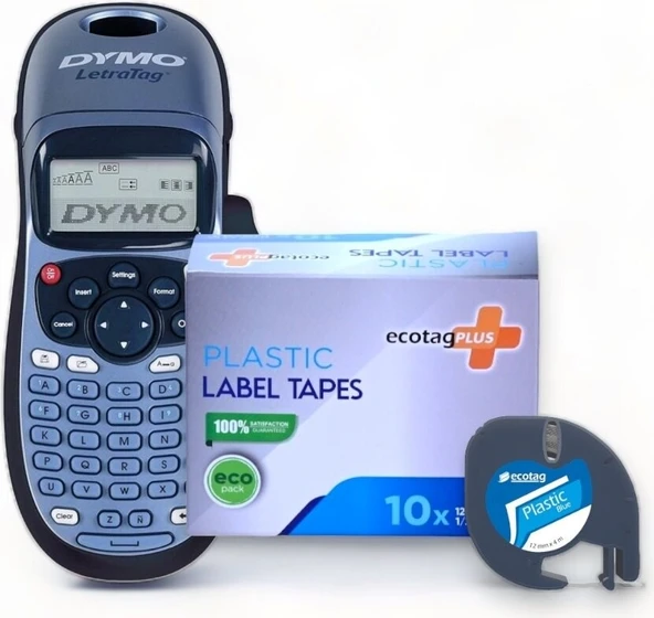Dymo Letratag Etiket Yazıcı ve Ecotag Muadil Plastik Yedek Şerit Etiket 10'lu (MAVİ) ürün görseli 1