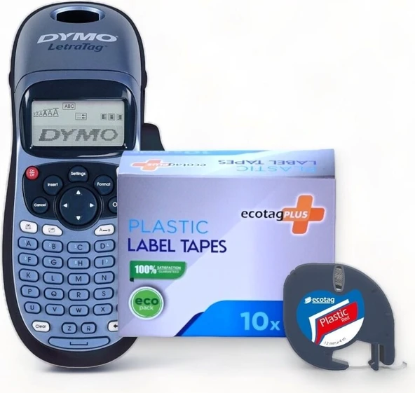Dymo Letratag Etiket Yazıcı ve Ecotag Muadil Plastik Yedek Şerit Etiket 10'lu (KIRMIZI) ürün görseli 1