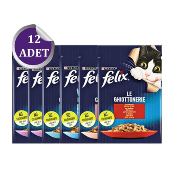 Felix 85 Gr Yaş Kedi Maması Karma Paket 12 Adet ürün görseli 1