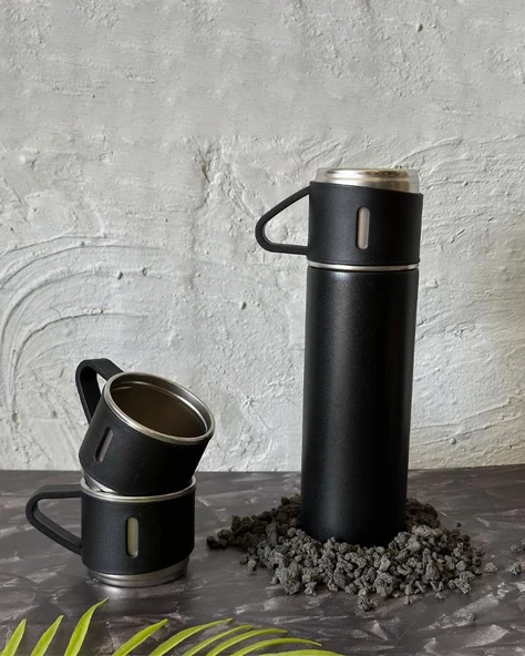 Kamp Termosu - Termos Seti  - 500 ML - 3 Adet Bardak - Resim 8