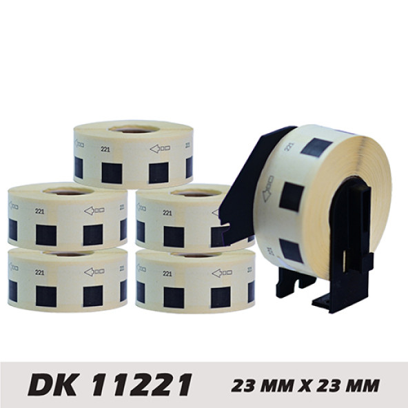 EcotagPlus Brother DK 11221 Etiket 23 mm x 23 mm - 6 X1000 Adet  + Tutucu ürün görseli 1