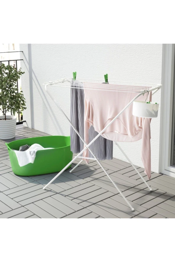 Metal Jall Minimalist Çamaşır Kurutma Askılığı Beyaz 79x40x82 cm ürün görseli 1