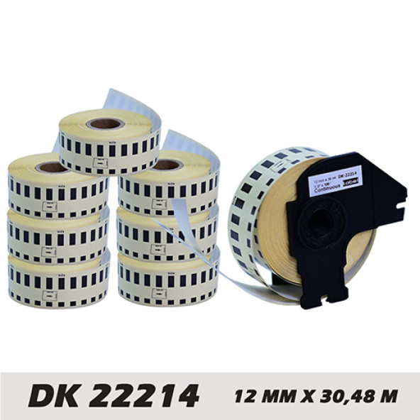 EcotagPlus Brother DK 22214 Etiket 27 mm x 30,48 m -Sürekli - 6 Adet + Tutucu ürün görseli 1