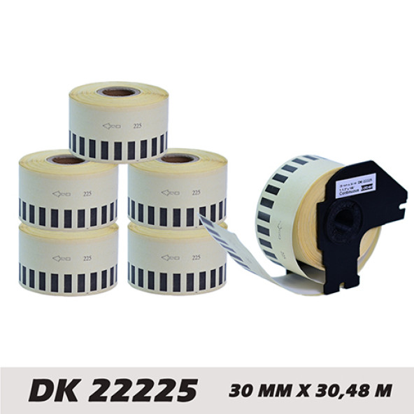 EcotagPlus Brother DK 22225  Etiket 38 mm x 30,48 m -Sürekli -- 6 Adet + Tutucu ürün görseli 1