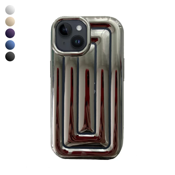 iPhone 14 Rudra Seri Labirent Desen 3D Metalik Silikon Kapak ürün görseli 1