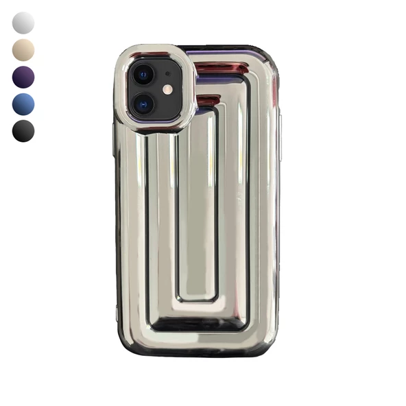 iPhone 11 Rudra Seri Labirent Desen 3D Metalik Silikon Kapak ürün görseli 1