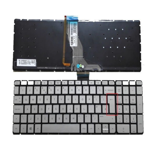 Hp 15-AB050NT, 15-AB051NT Klavye (Silver - TR) ışıklı - B.Enter - Resim 2