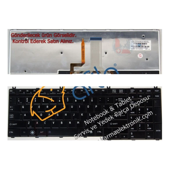 Toshiba Qosmio F750, F755 Işıklı Siyah Klavye ürün görseli 1