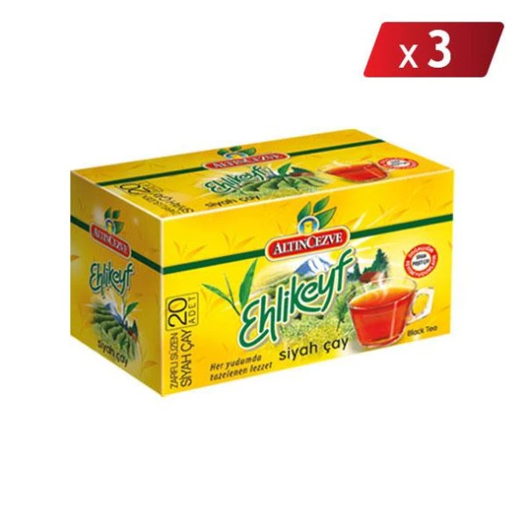 Altıncezve Ehli Keyf Siyah Çay Süzen Poşet 20'li - 3LÜ PAKET ürün görseli 1