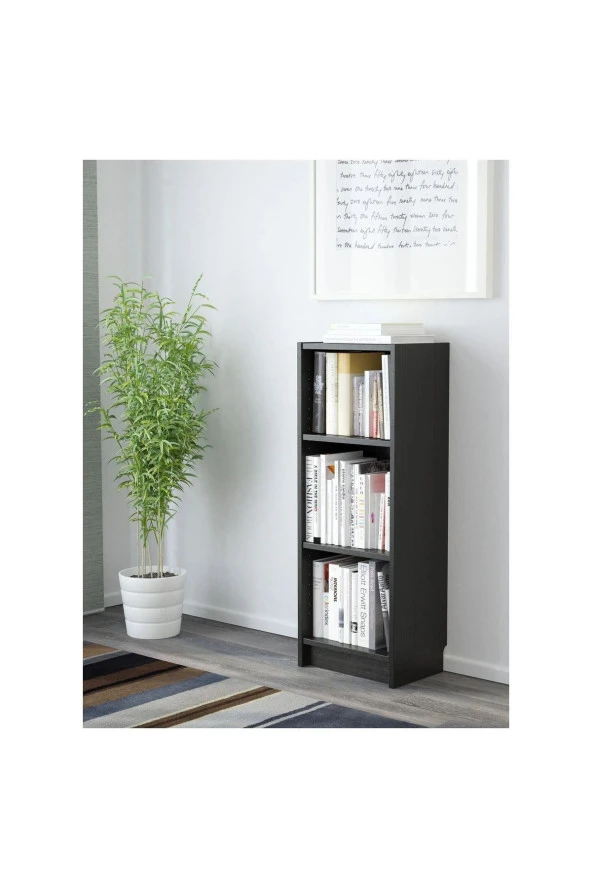 BILLY Açık Kitaplık, Ağartılmış Meşe Kaplama, Kahverengi Dişbudak Kaplama, Venge 40x28x106 cm ürün görseli 1