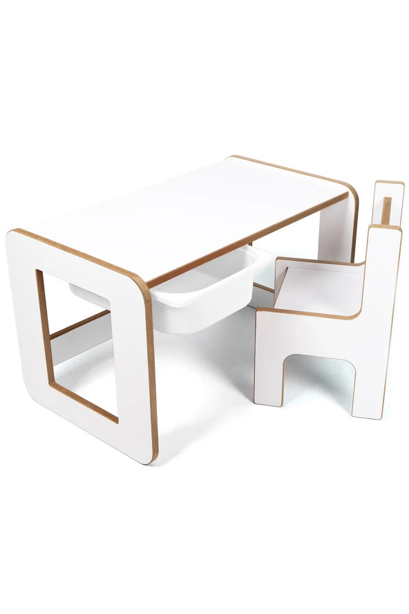 Çocuk Oyun, Aktivite ve Etkinlik Masası, Beyaz-Beyaz, 18mm 1.Sınıf MDF ürün görseli 1