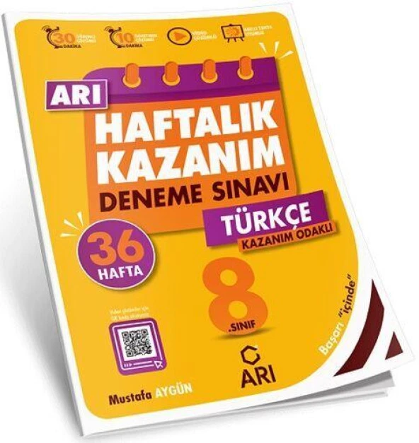 8. Sınıf Türkçe Haftalık Kazanım Denemeleri Arı Yayıncılık ürün görseli 1