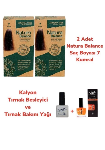 NATURA BALANCE SAÇ BOYASI 7 KUMRAL 2 ADET + KALYON TIRNAK BESLEYİCİ VE BAKIM YAĞI ürün görseli 1