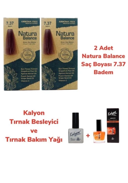 NATURA BALANCE SAÇ BOYASI 7.37 BADEM 2 ADET + KALYON TIRNAK BESLEYİCİ VE BAKIM YAĞI ürün görseli 1
