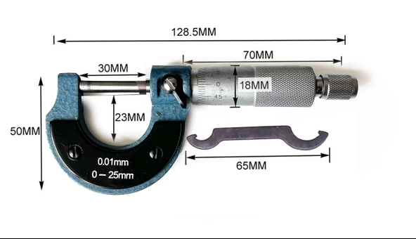 AEK-Tech Mekanik Mikrometre 0-25mm 0.01mm - Resim 4