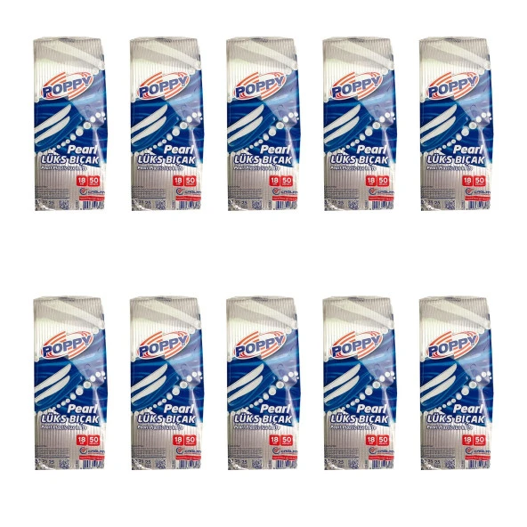 Poppy Plastik Lüks Tek Kullanımlık Bıçak - 18 Cm. - Şeffaf - 50 Adetlik 10 Paket ürün görseli 1