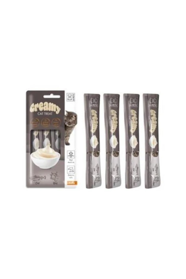 M-Pets Creamy Morina Balıklı Ve Sığır Etli Sıvı Kedi Ödül Maması 4x15gr ürün görseli 1