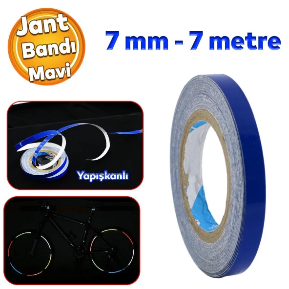 Yapışkanlı Neon Bisiklet Motosiklet Araba Jant Bandı 7 mm X 7 metre Mavi Reflektif Parlayan Bant ürün görseli 1