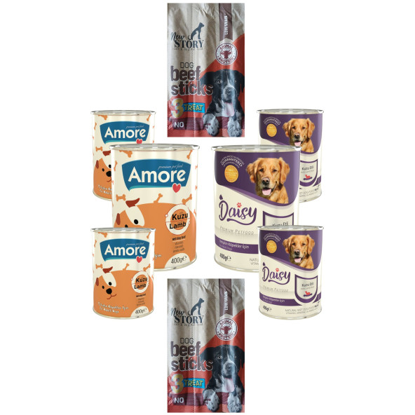 Amore Kuzu Etli Yetişkin Köpek Konservesi 6lı, 3lü Sticks Ödül ürün görseli 1