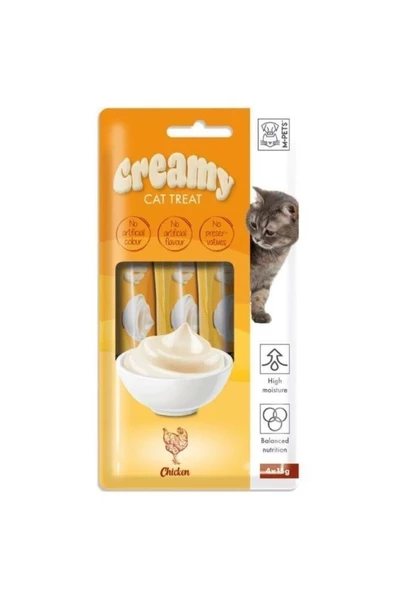 M-Pets Creamy Tavuklu Sıvı Kedi Ödül Maması 4x15gr ürün görseli 1