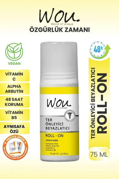 WOU World of Unique Wou Ter Önleyici Beyazlatıcı Roll-on Deodorant 75 ml ürün görseli 1