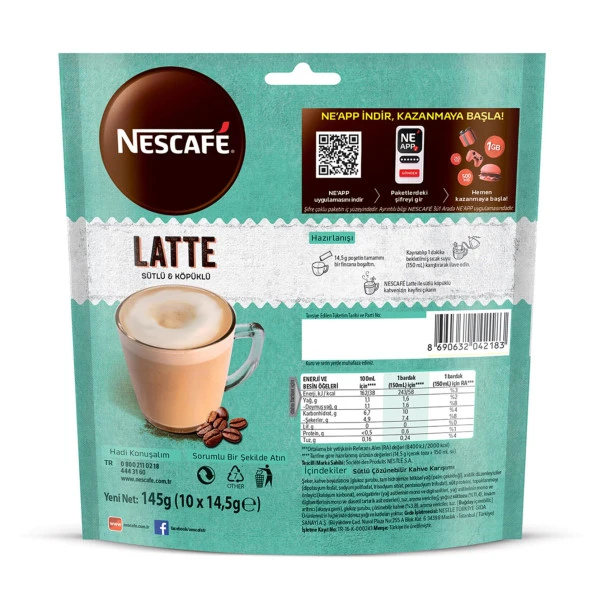 Nescafe Latte Kahve 14,5 gr 50 Adet - Resim 2