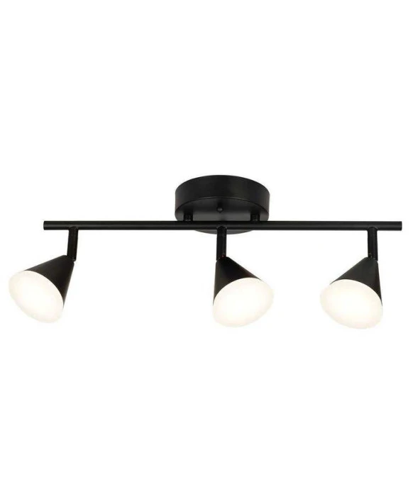 Rsylight Retro Metal Siyah 3 Lü 180 Derece Hareketli Led Spot Avize Beyaz Ampullü ürün görseli 1