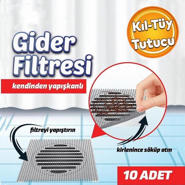 Kıl Kir Pis Tutucu Süzgeç Kullan At Yapışkanlı Banyo Lavabo Gider Filtresi Boru Tıkama Önleme 10'lu ürün görseli 1