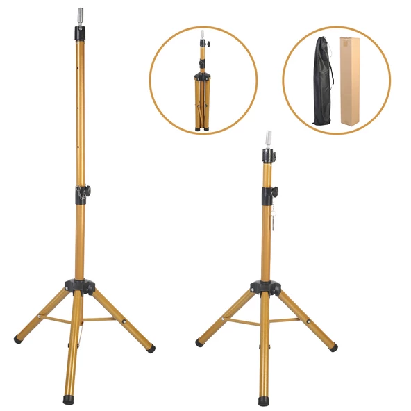 Kuaför Eğitim Mankeni İçin Metal Tripod - Simli Gold + Taşıma Çantası TRIPOD-SIMLI-GOLD ürün görseli 1