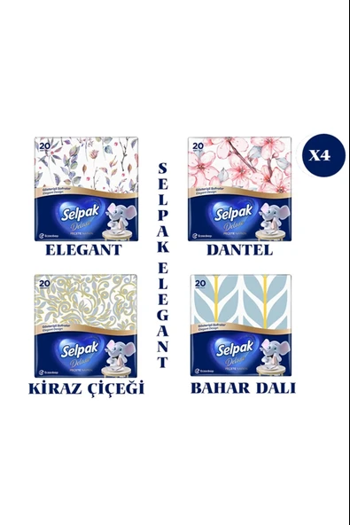 Selpak Deluxe Elegant Design Desenli Peçete 4 Paket ürün görseli 1