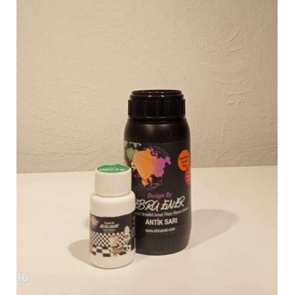Ebru Ener Anka Vernikli Genel Yüzey Boyası Antik Sarı 250 gr. ve Katkı Maddesi 7,5 gr. ürün görseli 1