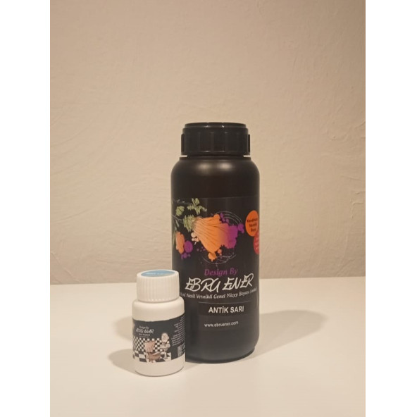 Ebru Ener Anka Vernikli Genel Yüzey Boyası Antik Sarı 500 gr. ve Katkı Maddesi 15 gr. ürün görseli 1