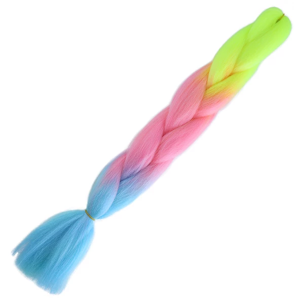 Afrika Örgülük Ombreli Sentetik Saç 100 Gr. - Neon Sarı / Pembe / Açık Mavi 100-PM07-PM-14X ürün görseli 1
