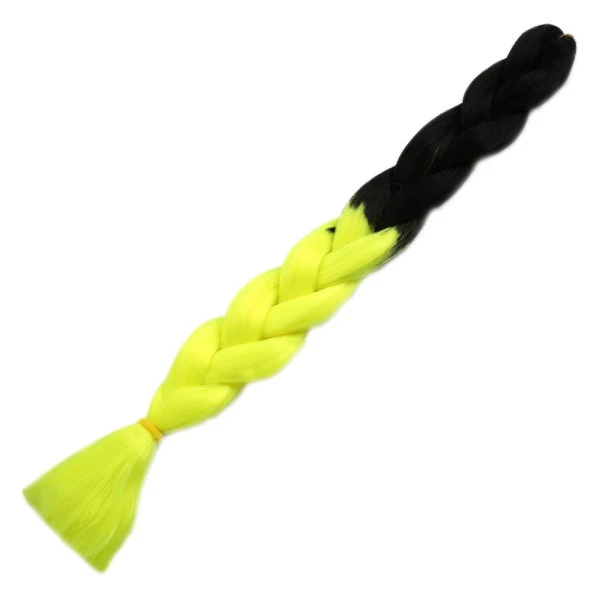 Afrika Örgülük Sentetik Ombreli Saç 100 Gr. - Siyah / Neon Sarı 100-2-40-PM ürün görseli 1