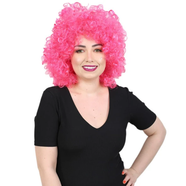 Animasyon Parti Ve Palyaço Peruğu - Neon Pembe ANPP-NP-PM-14X ürün görseli 1