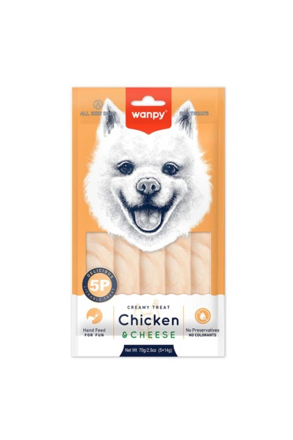 Wanpy Tavuklu Peynirli  Krema Köpek Ödülü 5x14g ürün görseli 1