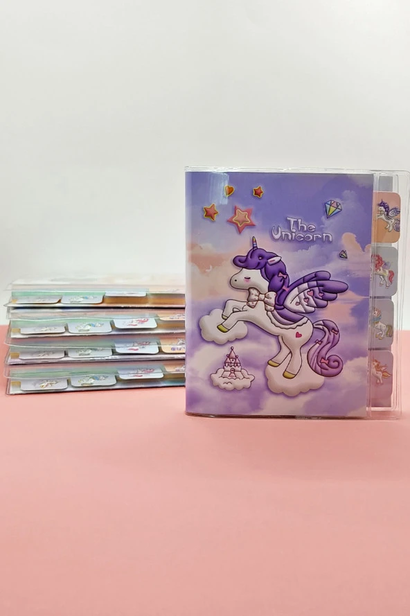 Unicorn Temalı A6 Not Defteri , Ayraçlı Ajanda -Mor ürün görseli 1