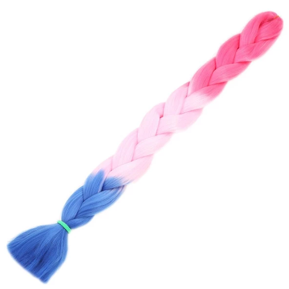Afrika Örgüsü Ve Rasta İçin Sentetik Ombreli Saç - Koyu Pembe / Açık Pembe / Mavi 3-6-PM-14X ürün görseli 1