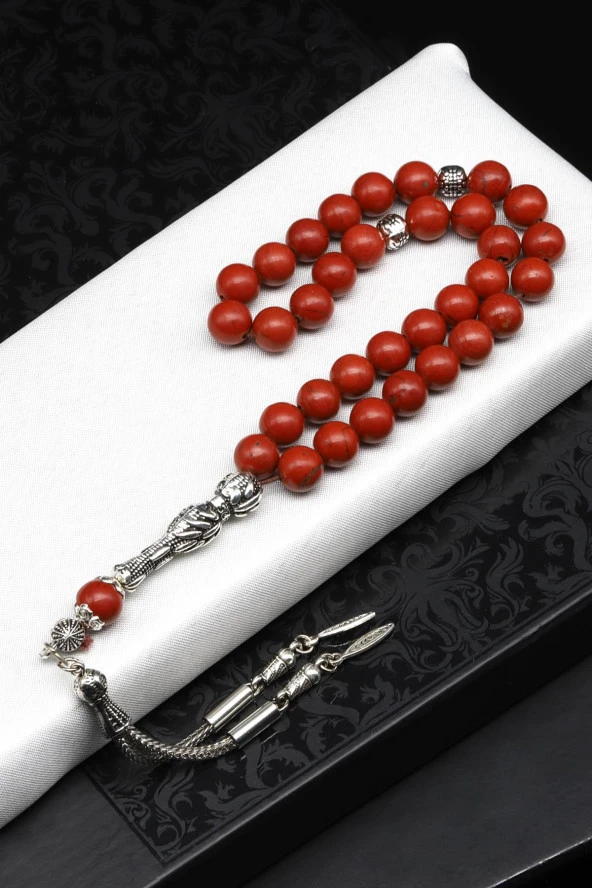 Red Jasper Doğal Taş Tesbih 8 mm Küre Kesim ürün görseli 1