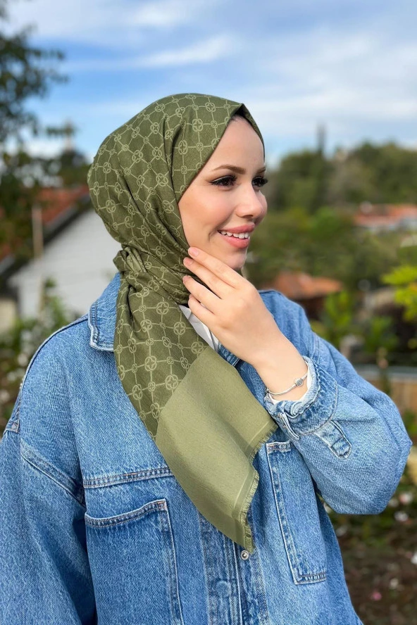 Elegance Monogram Şal - 1090100-952 - Yeşil - Resim 2