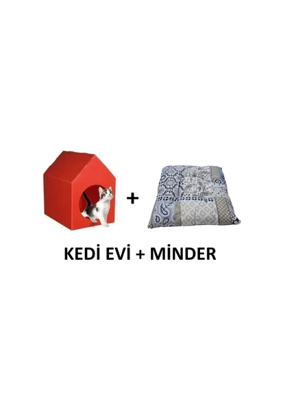 (MİNDERLİ) Kedi Köpek Evi KIRMIZI Renk Kulübesi Yuvası Su Geçirmez ürün görseli 1