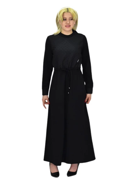 Kadın Siyah Kapitone Elbise BGL-ST03516 - Resim 5