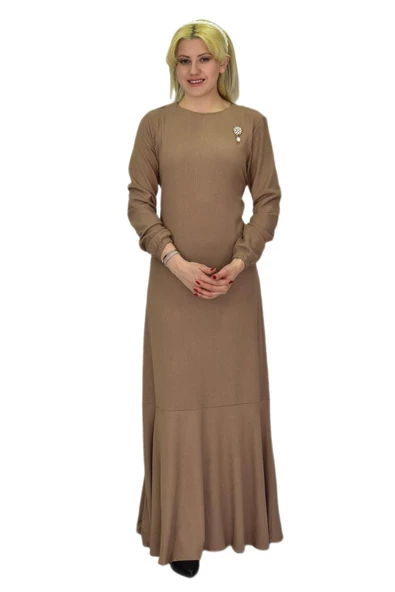 Kadın Bürümcük Uzun Kol Elbise BGL-ST03723 ürün görseli 1