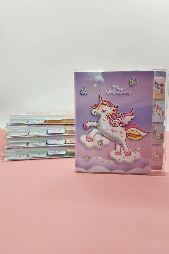 Unicorn Temalı A6 Not Defteri , Ayraçlı Ajanda - Pembe ürün görseli 1