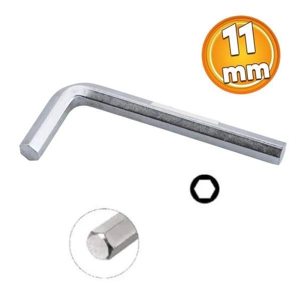 Allen Alyan Anahtar 11 mm Altıgen Köşeli Vida Somun Sıkma Sökme Metal 1 Adet ürün görseli 1