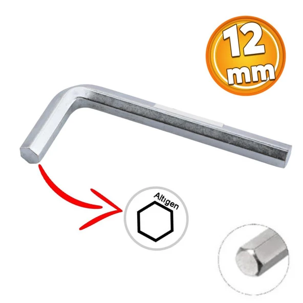 Allen Alyan Anahtar 12 mm Altıgen Köşeli Vida Somun Sıkma Sökme Metal 1 Adet ürün görseli 1