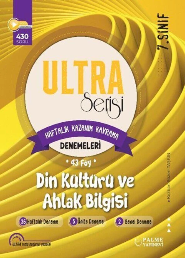 7. Sınıf Din Kültürü Ve Ahlak Bilgisi Ultra Serisi Denemeleri 43 Föy Palme Yayınları ürün görseli 1