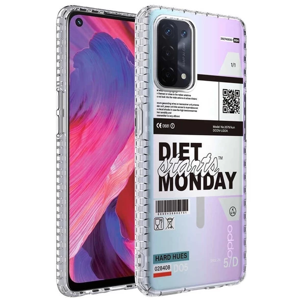 Oppo A74 4G Uyumlu  Uyumlu KılıfAirbag Kenarlı Renkli Desenli Silikon Elegans Kapak ürün görseli 1