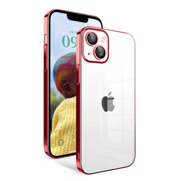 iPhone 14 Uyumlu  Uyumlu KılıfKamera Korumalı Renkli Çerçeveli Garaj Kapak ürün görseli 1